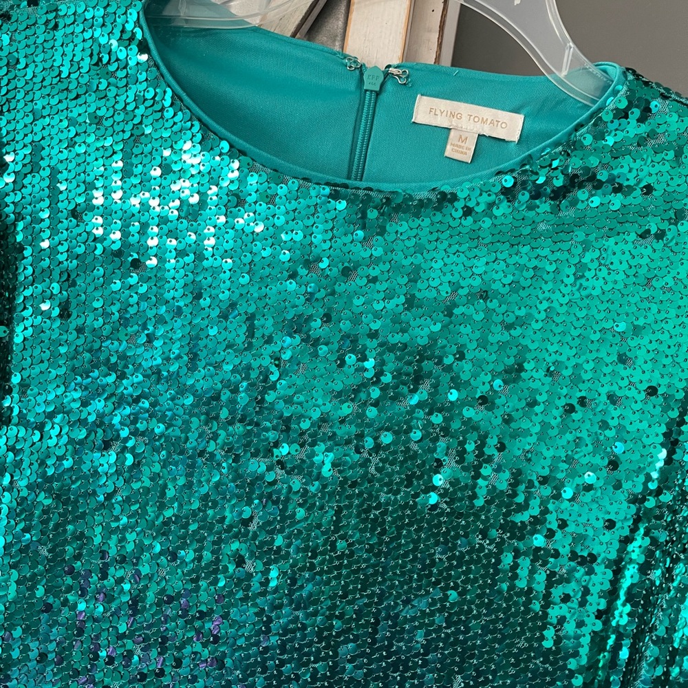 Flying Tomato Turquoise Sequin Dress